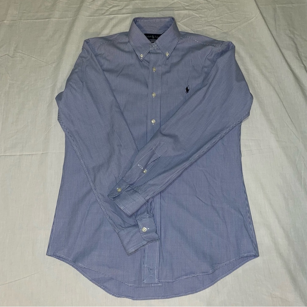 MENS POLO RALPH LAUREN, button up, long sleeve, small checkered patterned shirt